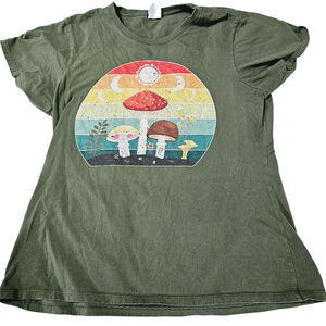 Port & Coompany Womens T-Shirt Multicolor Size XL 100% Cotton Mushrooms Pullover